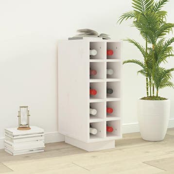 vidaXL Wijnkast 23x34x61 cm massief grenenhout wit, Verzenden, Nieuw