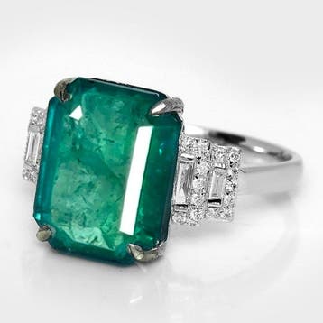 Zonder minimumprijs - Ring - 14 karaat Witgoud, IGI 7,15 ct, Nieuw