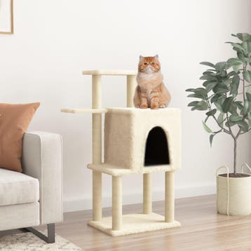 vidaXL Kattenmeubel met sisal krabpalen 97 cm crèmekleurig, Verzenden, Nieuw