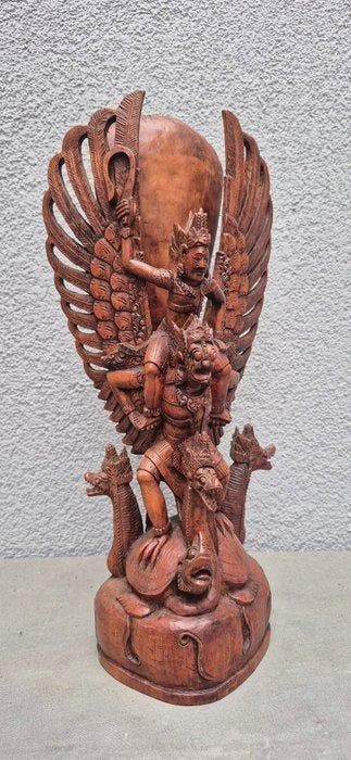 Vishnu op Garuda - Hout - Indonesië, Bali - Eind 20e eeuw, Antiquités & Art, Art | Art non-occidental