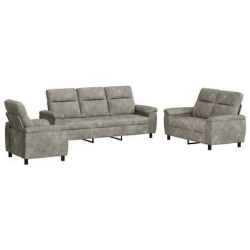 vidaXL bank / zetelstel 3 pcs Donkergrijs Kunst Suède Leer, Huis en Inrichting, Verzenden, Nieuw