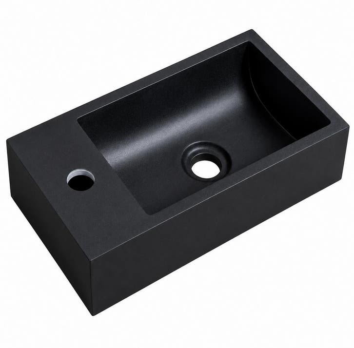 Wastafel Angela 40 x 22 cm Zwart Fontein, Doe-het-zelf en Bouw, Sanitair, Nieuw, Verzenden