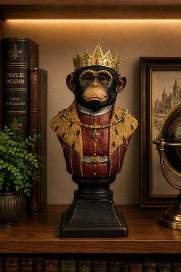 sculptuur, Royal Monkey King Bust Sculpture – Hand Painted