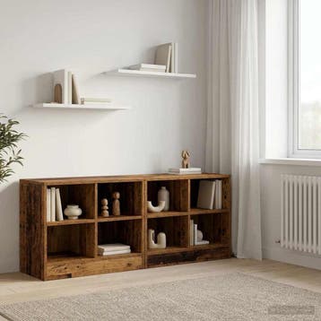 vidaXL Bedkast met plank 2 st Oud hout 66 x 33 x 48 cm, Verzenden, Nieuw