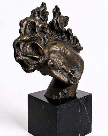 sculptuur, Bronzen Paardenkop met Dynamische Manen –