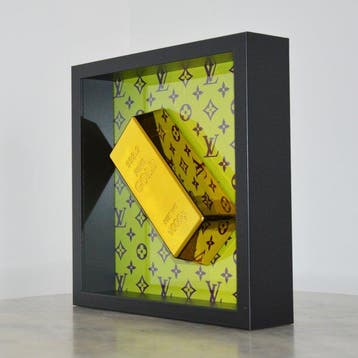 nLm - Gold bar on Louis Vuitton Style Purple/Green