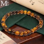 Tijgeroog elastische armband met 30 natuurlijke 6,5 mm