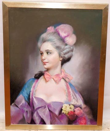 Italian School (XX) - Portrait of a Lady with a Bouquet