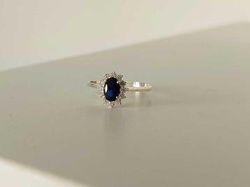 Sans prix de réserve - Bague Argent Diamant (Naturelle) -