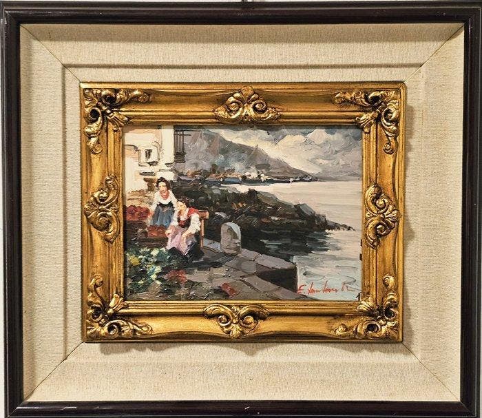 Italiaanse school (XX) - Marina, Antiek en Kunst, Kunst | Schilderijen | Klassiek