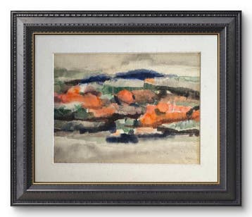 René Mels (1909-1977) - Automne – Soir - Grande aquarelle, Antiquités & Art