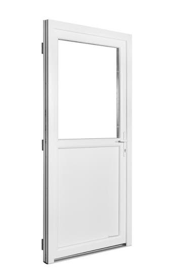 PVC Deur 1/2 glas Premium b120xh208 cm wit L, Doe-het-zelf en Bouw, 120 cm of meer, Nieuw, Ophalen of Verzenden, Buitendeur