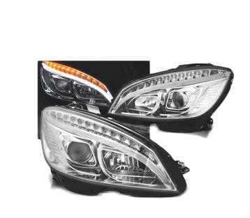 Phares Pour Mercedes W204 07-10 Led Tube Light Chromé, Verzenden