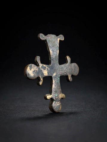 Byzantijns Brons Kruis - 7.2 cm, Antiek en Kunst