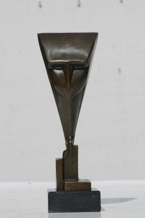 sculptuur, bronze uil - 29 cm - brons marmer, Antiquités & Art, Art | Objets design