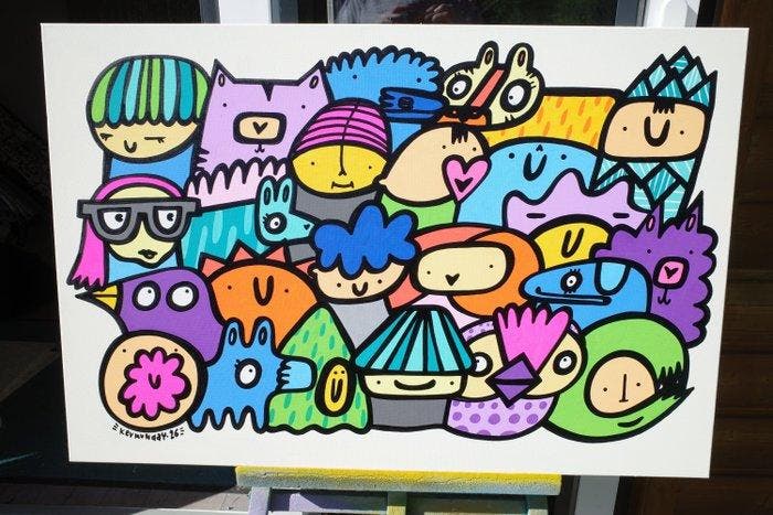 Kev Munday - Feel The Love, Antiek en Kunst, Kunst | Schilderijen | Modern