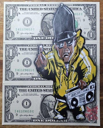 Jinks Kunst - BBOY DKA - 3 Real US $1 Banknotes - New