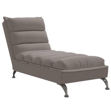 vidaXL Chaise longue met kussens stof taupe, Verzenden