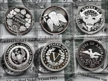 Wereld. Die teuersten Silber Münzen der Welt, 6 x Münzen