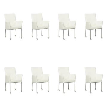 Set van 8 Leren eetkamerstoelen Comfort met wieltjes en, Ophalen of Verzenden, Nieuw, Leer, Eén