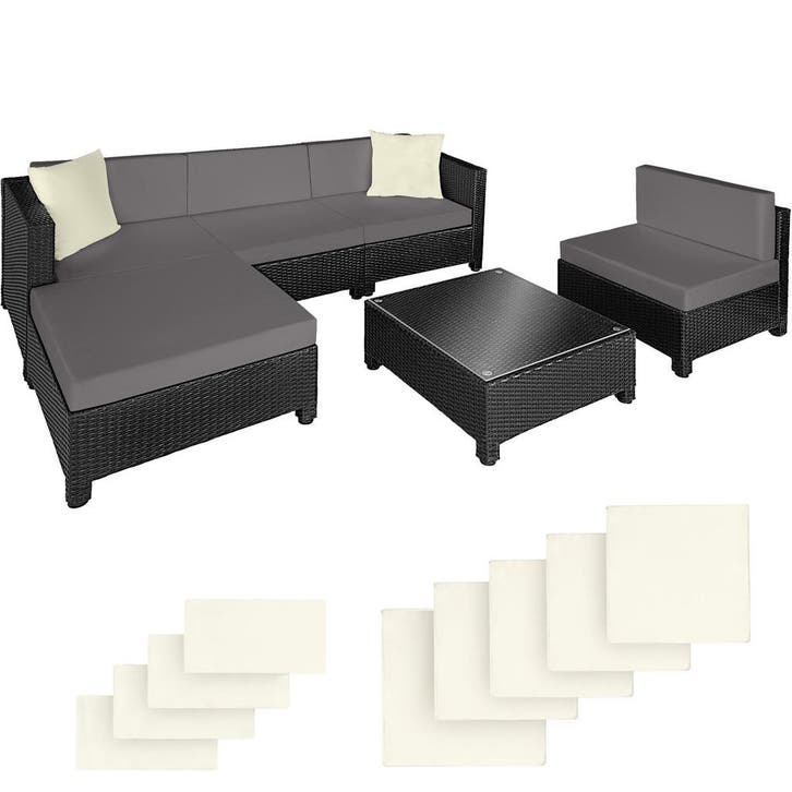 tectake Rotanlounge met aluminium frame, inclusief bekleding, Jardin & Terrasse, Ensembles de jardin, Envoi