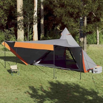 vidaXL Tipitent 8-persoons waterdicht grijs en oranje, Caravans en Kamperen, Verzenden, Nieuw