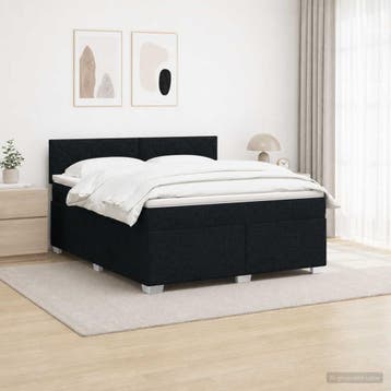 vidaXL Boxspringbed met matras en LED Zwart 180 x 200 cm, Verzenden, Nieuw