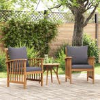 vidaXL Tuinstoelen 2 st met kussens massief acaciahout, Verzenden