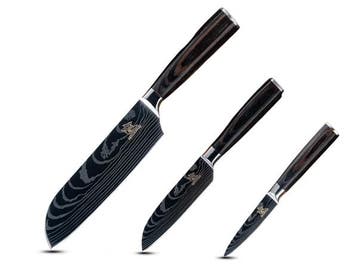 Veiling - Messerhai 3dlg Messenset RVS 15° Sakura Black-Woo, Nieuw