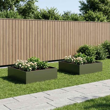 vidaXL Plantenbak 2 st Olijfgroen 100 x 100 x 30 cm, Verzenden