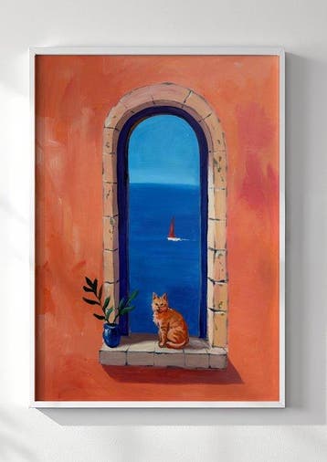 E. García - Gato naranja y mar azul XL