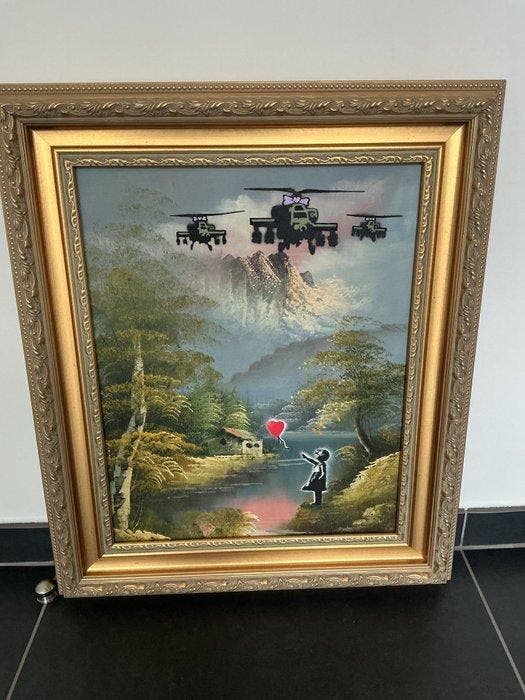 Fictional World (1980) - Banksy Helicopter helped Glowing, Antiquités & Art, Art | Peinture | Moderne