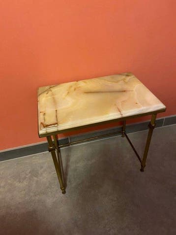 Bijzettafel - Onyx, Messing - Vintage bijzettafel