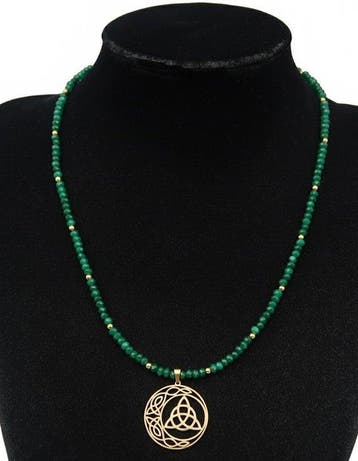 Collier de Magie Druidique & Émeraude : Sagesse Celte & Clé