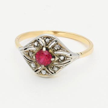 Bague - 18 carats Or jaune - Diamant