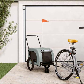 vidaXL Hondenfietstrailer oxford stof en ijzer grijs en, Verzenden