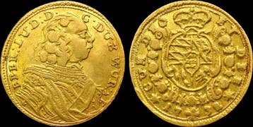 1693-1733ad Germany Wuerttemberg Eberhard Ludwig goud 1/4..., Timbres & Monnaies, Monnaies & Billets de banque | Accessoires, Verzenden