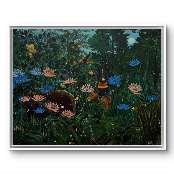 VOLTA - Jungle Chorus at Midnight, Antiquités & Art, Art | Peinture | Moderne