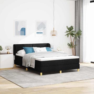 vidaXL Boxspring bed met matras met hoofdeinde Zwart 160 x, Huis en Inrichting, Slaapkamer | Bedden, Verzenden, Nieuw