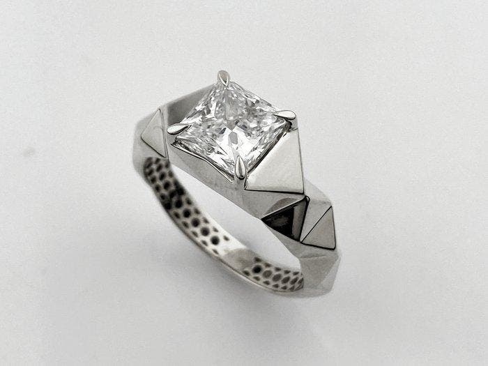Ring - 14 karaat Witgoud - 2.07ct. tw. Diamant (Lab-grown), Bijoux, Sacs & Beauté, Bagues
