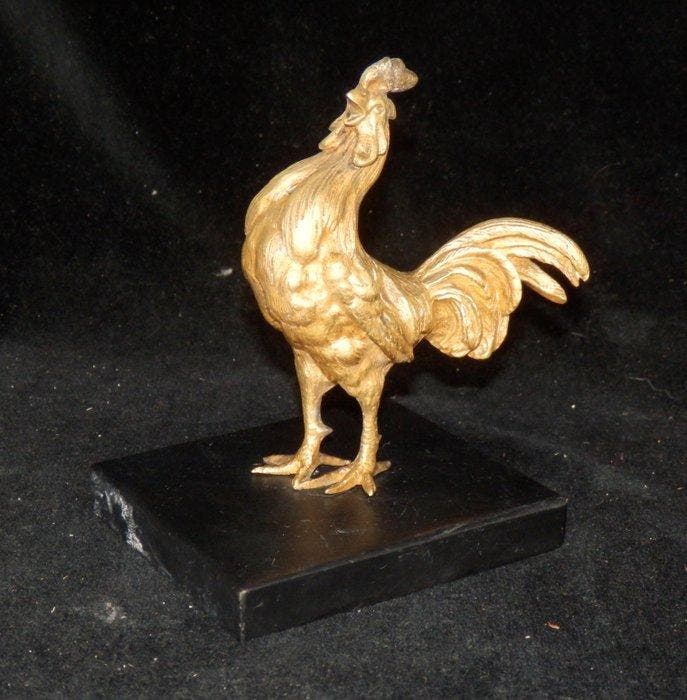 Sculpture, Fraaie vergulde sculptuur van een Haan - 12 cm -, Antiek en Kunst, Curiosa en Brocante