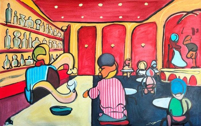 Alexander Jarque - Concert at the Grand cafe - XXL - (No, Antiek en Kunst, Kunst | Schilderijen | Modern