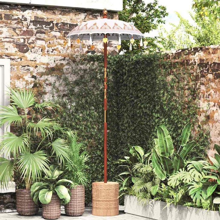 vidaXL Balinese Parasol Crème 125 x 125 x 260 cm Katoen, Tuin en Terras, Parasols, Nieuw, Verzenden