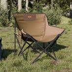 vidaXL Campingstoelen 2 st met vakje inklapbaar bruin, Verzenden
