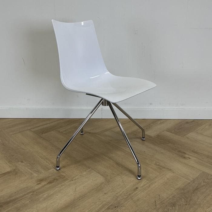 scab Zebra design stoel, draaistoel,  Wit - chroom, Huis en Inrichting, Stoelen, Gebruikt, Eén