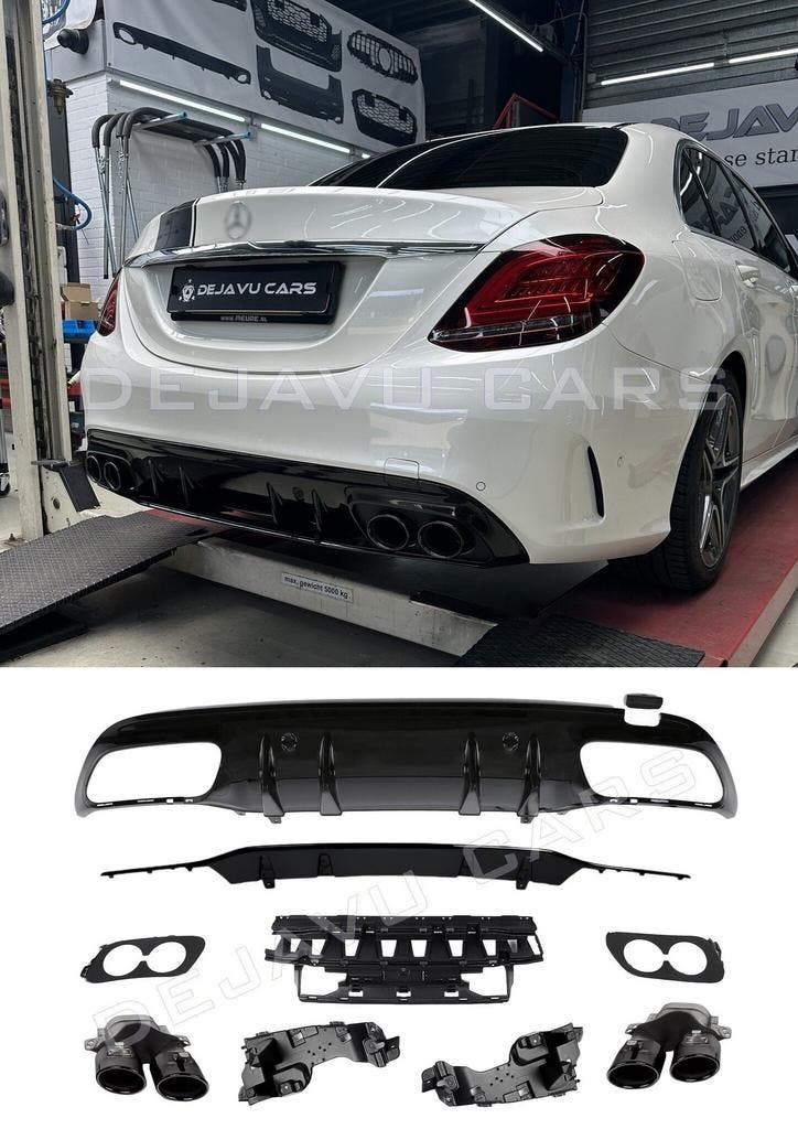 C43 AMG Look Diffuser voor Mercedes Benz C Klasse W205 S205, Auto diversen, Tuning en Styling, Ophalen of Verzenden
