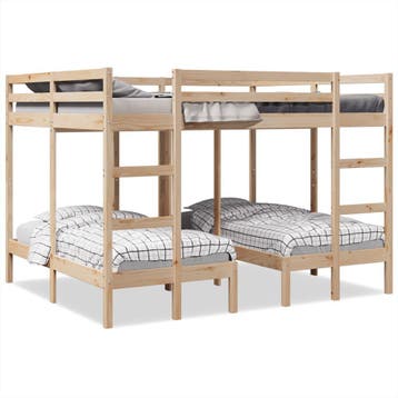 vidaXL Stapelbed 3-voudig massief grenenhout 160x200/80x160, Verzenden