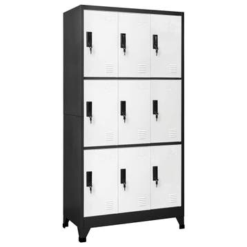 vidaXL Lockerkast 90x45x180 cm staal antracietkleurig en wit, Verzenden, Nieuw