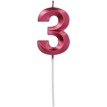 Roze Kaars 3 Jaar 5cm, Verzenden, Nieuw