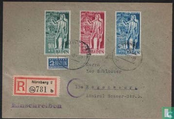 Baden - Franse zone - Revolutie 1849 - 1949, Verzenden, Gestempeld